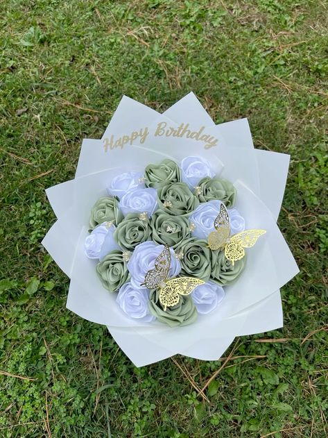 Eternal bouquet 💐 Eternal Rose Bouquet Valentines, Ramo Flowers Ribbon, Ramo Ribbon Bouquet, Eternal Ribbon Roses Bouquet, Small Ribbon Rose Bouquet, Ribbon Roses Bouquet For Boys, Birthday Ribbon Bouquet, Bouquet Of Ribbon Flowers, Flower Bouquet Ribbon Ideas