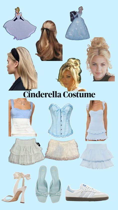 Cinderella outfit Halloween costume Disney princess Disney bounding Halloween princess blue Easy Cinderella Costume, Cinderella Costume Halloween, Cinderella Costume College, Cinderella Costume Diy, Diy Cinderella Costume, Halloween Costume Disney, Cinderella Halloween Costume, Cinderella Outfit, Halloween Mujer