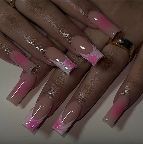 Pink Manicure Short, Manicure Short Nails, Finger Biting, Manicure Short, Tapered Square Nails, Pink Manicure, Airbrush Nails, Tapered Square, French Tip Acrylic Nails