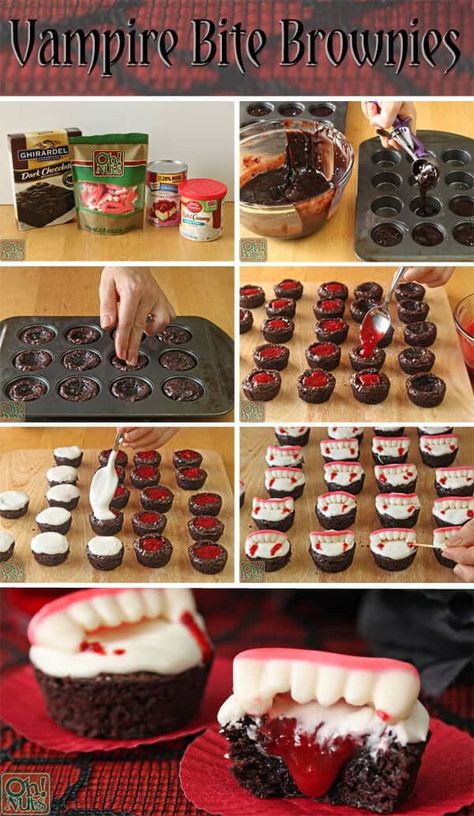 Twilight Inspired Desserts, Twilight Themed Party Food, Vampire Themed Food, Vampire Food, Brownie Halloween, Diy Vampire, Vampire Birthday, Halloween Food For Adults, Vampire Bite