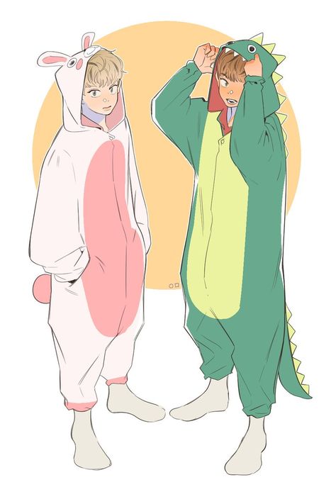 Jihoon - Woojin Dino Onesie Drawing, Onesie Pose Reference, Onesie Drawing Reference, Onesie Drawing, Dino Clothes, Pirate Drawing, Cute Pijamas, Blond Guy, Dino Costume