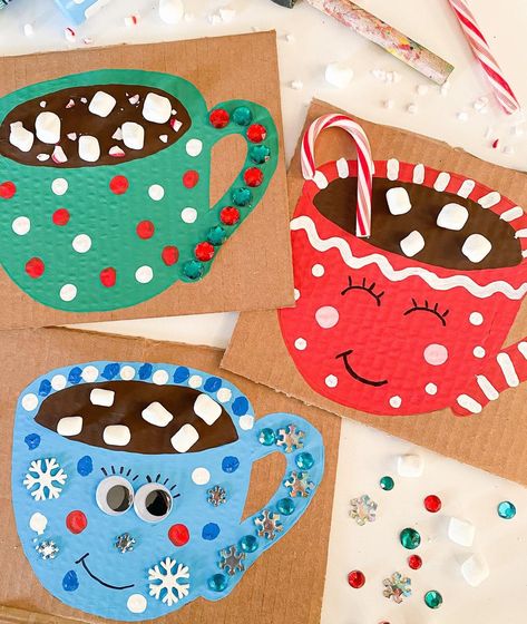 Kids Christmas Crafts Construction Paper, Paper Mugs, Chocolate Craft, Easy Winter Crafts, Winter Crafts Preschool, Winter Celebration, January Crafts, December Crafts, Preschool Christmas Crafts