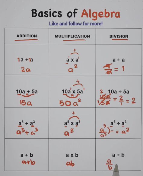 Algebra Cheat Sheet High Schools, Algebra Study Tips, Algebra Tips And Tricks, Maths Cheat Sheets, Math Tips Middle School, High School Algebra 1 Math Help, How To Do Algebra Learning, Pre Algebra Tips, Math Study Techniques