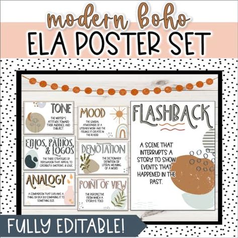 Ela middle school | TPT Teacher Classroom Ideas Middle School, Language Arts Classroom Decor, Middle School English Classroom Decor, Classroom Decor Middle School, Ela Middle School, High School English Classroom Decor, Professional Language, Ela Posters, Ela Bulletin Boards