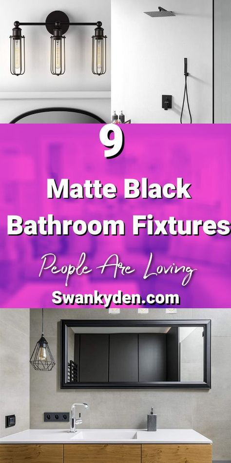 Chic Modern Bathroom, Matte Black Bathroom Fixtures, Black Bathrooms, Black Bathroom Fixtures, Goat Shed, Black Curtain Rods, Cottagecore Living, Bathroom Master, Matte Black Bathroom