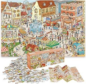 Amazon.com: Puzzles for Adults 1000 Pieces, MOMIBOOK Jigsaw Puzzles of Vintage Village Town, Painting Image 75x50cm(29.5"x19.7") Toys & Game Puzzle, White Elephant Gifts for Adults, Christmas Puzzle Funny Gifts : Everything Else Town Painting, House Guest Gifts, Funny Puzzles, Vintage Village, Puzzle Frame, Puzzles For Adults, Christmas Puzzle, Puzzle For Adults, 1000 Piece Puzzle