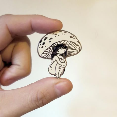 Mushroom Girl, Mushroom Tattoos, Mushroom Art, Yoga Lifestyle, Hard Enamel Pin, Piercing Tattoo, Cute Pins, Future Tattoos, Cute Tattoos