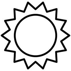 Sun Clip Art Black And White, Sunshine Template Free Printable, Sun Template Free Printable, Sun Clipart Black And White, Suns With Faces, Sun Line Art, Sun Outline, Sun Clip Art, Sun Template