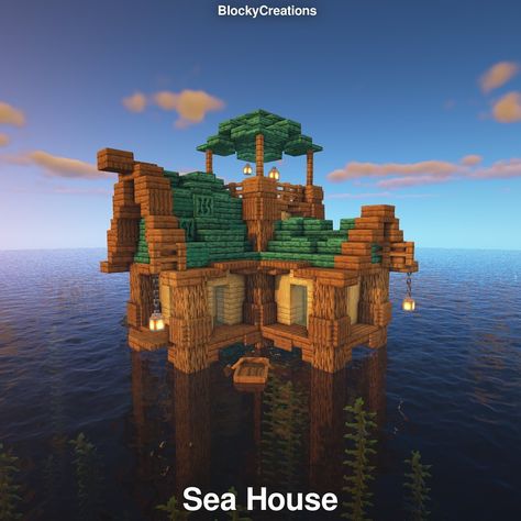 BlockyCreations | Minecraft on Instagram: “This is my Sea house- enjoy 😃 — •Version: 1.16.4 •Shaders: BSL •Resource Pack: Jerms better leaves — 🟩 If you like it, comment down…” Blockycreations Minecraft, Minecraft Build Battle, Sea House, House By The Sea, Minecraft Architecture, Minecraft Buildings, Minecraft Building, Minecraft Youtubers, Minecraft Projects