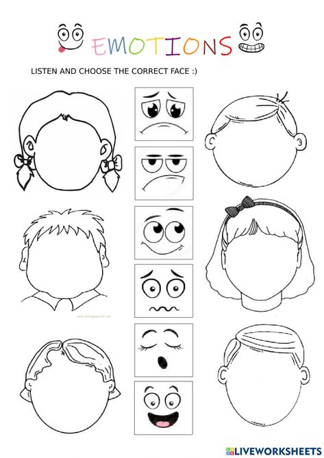 Emotions Preschool Activities, Kertas Kerja Prasekolah, Emotions Preschool, Feelings Activities, Emotions Activities, Aktiviti Kanak-kanak, English Activities For Kids, Kids Worksheets Preschool, Aktivitas Montessori