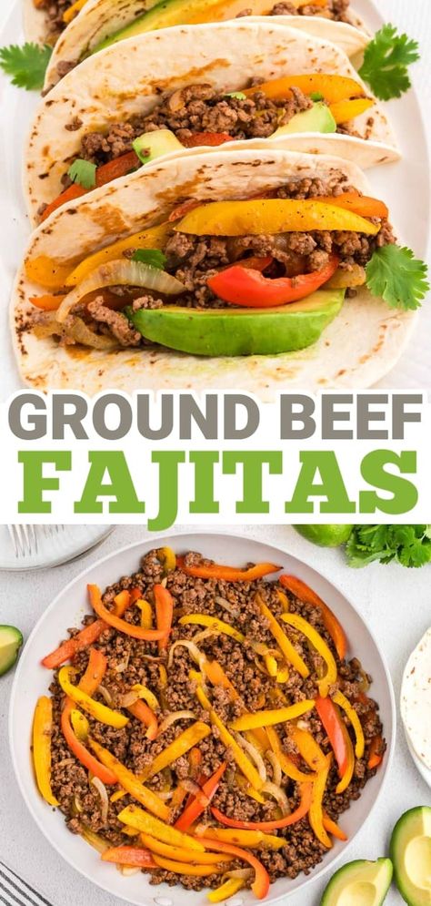 Ground Beef Fajitas, Beef Fajita Recipe, Meat And Veggies, Balanced Recipes, Fajita Mix, Fajita Spices, Beef Fajitas, Easy Ground Beef, Ground Beef Dishes