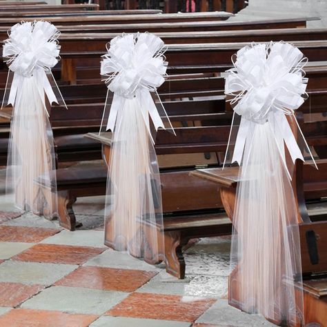 PRICES MAY VARY. Wedding Pew Bows Tulle Set: there are 30 white tulle straps, and 30 tulle bow ties, allowing you to make 30 sets of large white wedding pull bows with long tulle tails, which is ideal for enhancing the visual appeal of your wedding aisles, gift items or wedding decorations; This tremendous pack manifests an exquisite blend of style and quantity to make your wedding a memorable affair Romantic: fully assembled, elegant tulle bows for your wedding or event; Each bow has long, flow Wedding Bows Decorations, Wedding Aisle Decorations Church, Aisle Decorations Wedding, Church Wedding Decorations Aisle, Church Pew Decorations, Wedding Pew Bows, Wedding Church Aisle, Wedding Aisles, Church Aisle