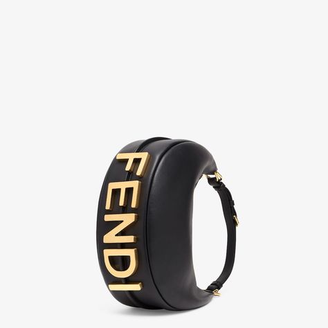 Fendigraphy Small - Black leather bag | Fendi Mini Fendi Bag, Black Fendi Bag, Fendi Mini Bag, Fendi Logo Design, Fendi Purses, Fendi Store, Fendi Mini, Blue Leather Bag, Fendi Shoulder Bag