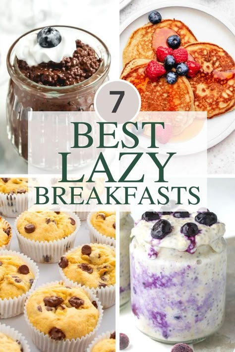 Four images of easy breakfast ideas. 21 Day Fix Overnight Oats, Creamy Overnight Oats, Simple Breakfast Recipes, Delicious Breakfast Ideas, Breakfast Crockpot Recipes, Christmas Breakfast Recipe, Overnight Oats Recipes, Slow Cooker Breakfast, Paleo Recipes Breakfast