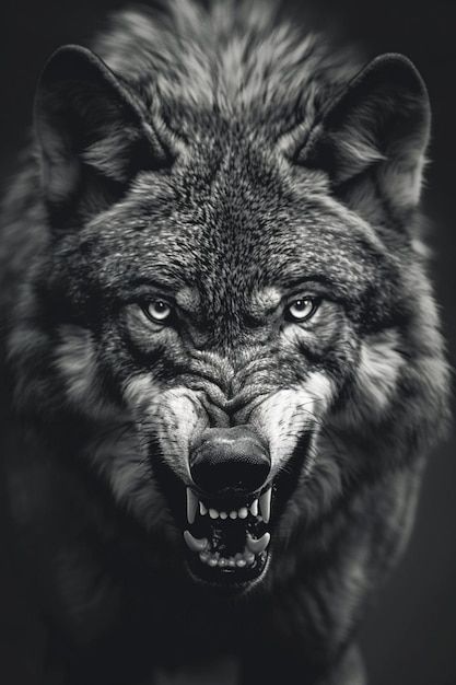 Photo wolf angry black and white stefen ... | Premium Photo #Freepik #photo Wolf Head Photography, Angry Alpha Wolf, Wolf Close Up, Angry Wolf Art, Angry Wolf Tattoo Design, Angry Wolf Tattoo, Wolf Snarling, Wolf Angry, Wolf Growling