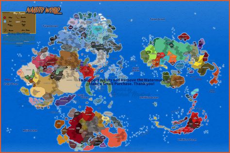 Naruto World: The Complete Map (2020) by Michael-Madlock on DeviantArt Naruto World Map, Naruto World, Naruto Universe, Map Minecraft, Fantasy World Map, Map Projects, Naruto Oc Characters, Fictional World, Naruto Oc