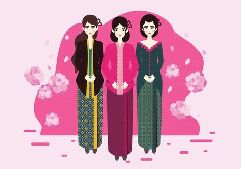 Kebaya Jawa, 17 Agustus, The Lady, Kebaya, Java, Batik, Vector Art, Art Images, Template Design