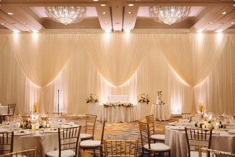 Ballroom Drapery Wedding, Wedding Wall Drapery Ideas, Venue Wall Draping, Wedding Draping Backdrop Curtains & Drapes, Wall Draping Wedding, Ballroom Drapery, Wedding Drapery Ideas, Wedding Drapery Backdrop, Drape Wedding Backdrop