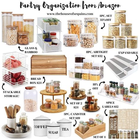 Amazon Kitchen Decor, Organized Spaces, Kitchen Essentials List, Pantry Decor, Pantry Remodel, Kitchen Necessities, Pantry Organizers, House Organisation, Organization Kitchen