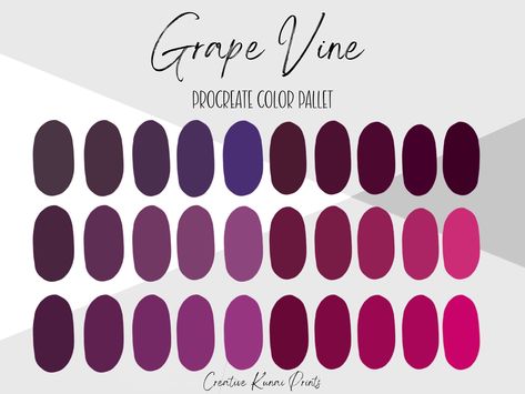 Grapes Color Palette, Grape Color Palette, Color Palette Purple, Procreate Palettes, Ipad Illustration, Procreate Palette, Procreate Color Palette, Drawing Help, Color Symbolism