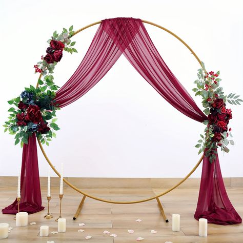 Faster shipping. Better service Burgundy Stage Decor Wedding, Drapery Ceiling, Ceiling Arch, Wedding Draping Backdrop, Wedding Cake Backdrop, Burgundy Backdrop, Drapes For Wedding, Bridal Party Decor, Sheer Backdrop