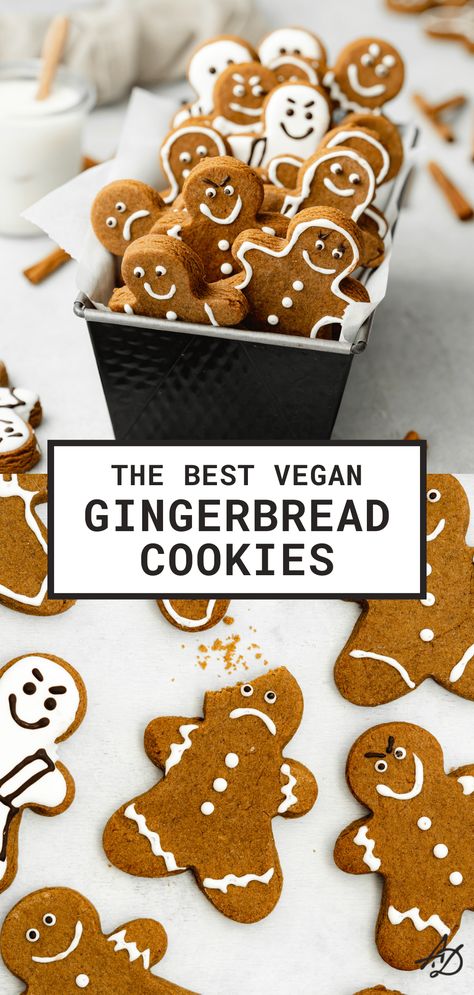 Eggless Royal Icing, Icing For Gingerbread Cookies, Vegan Christmas Desserts, Gingerbread Cookies Recipe, Vegan Gingerbread Cookies, Gingerbread Man Recipe, Easy Vegan Cookies, Gingerbread Cookie Dough, Vegan Christmas Cookies