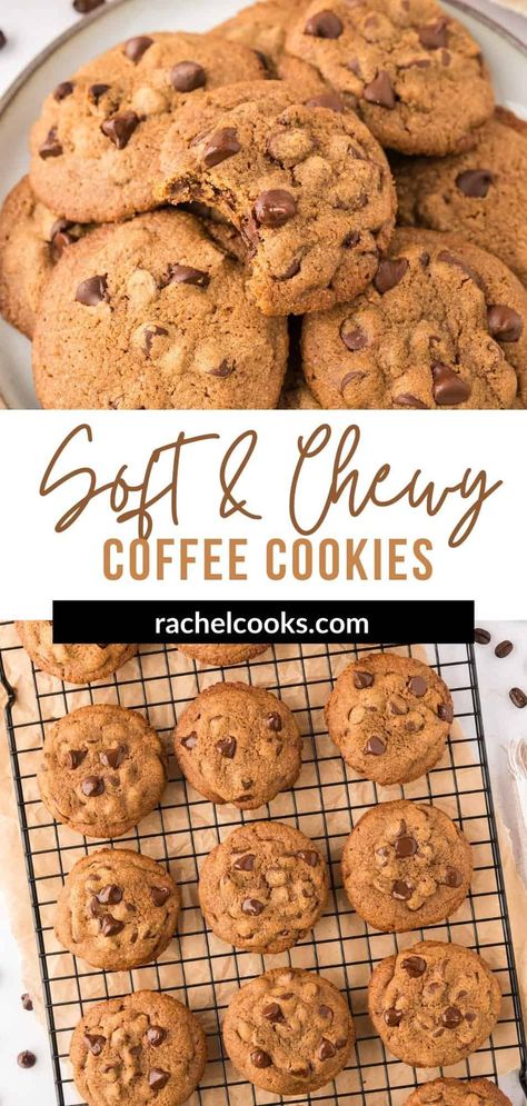 These coffee cookies will put a little pep in your step! Rich, chewy, and full of chocolate in every bite. Cookies With Espresso Powder, Cookies With Coffee, Coffee Flavored Cookies, Coffee Cookies Recipe, Earl Grey Cookies, Coffee Desserts, Butterscotch Cookies, Butter Coffee, Coffee Cookies