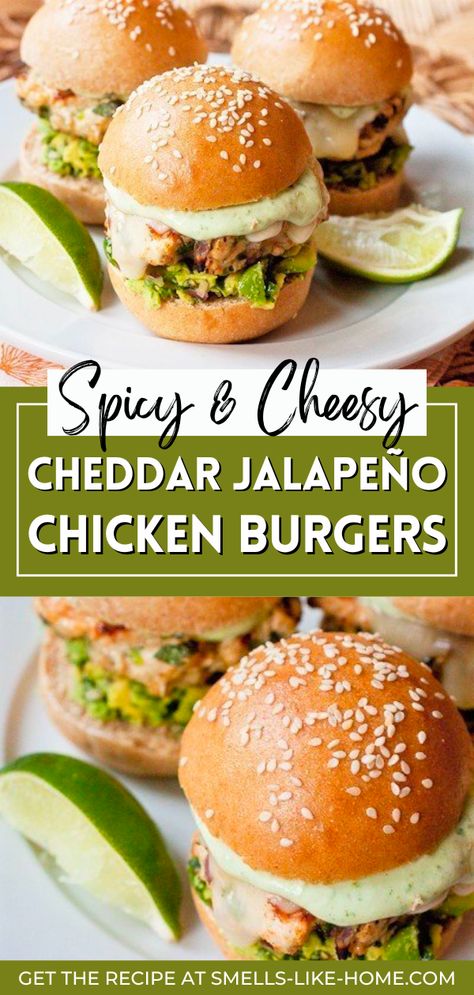 Chicken Jalapeno Burgers, Cheddar Bacon Ranch Chicken Burgers, Jalapeño Chicken Burgers, Southwest Chicken Burgers, Cheddar Jalapeno Burgers, Cheddar Ranch Chicken Burgers, Chicken Burger Ideas, Ground Chicken Sliders, Chicken Burgers Ground