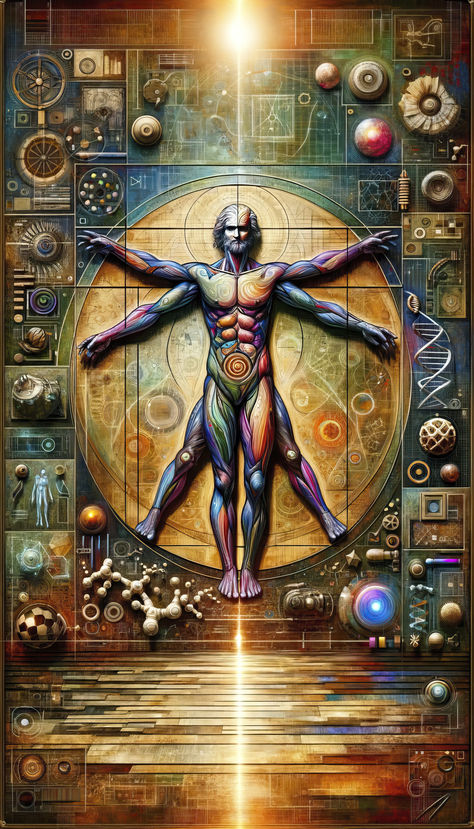 Explore 'Modern Vitruvian Man,' where da Vinci's genius meets digital art. A fusion of Renaissance grace & modern tech, this piece is perfect for those who treasure the melding of history with the future. #RenaissanceReimagined #LeonardoInspired #ArtMeetsScience #wallart #wallpaper #digitaldownload #etsy #sale #homedecor #AIart #Trending #inspiration #giftideas Da Vinci Vitruvian Man, Iphone Wallpaper Planets, Digital Innovation, Vitruvian Man, Modern Tech, Classic Art, The Future, Planets, Iphone Wallpaper