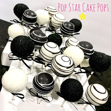 Black And White Party Treats, Cake Pops Black And White, Black And White Cake Pops Ideas, Black And White Gender Reveal Party, Black And White Sweet 16 Theme, Black And White Treats, Black And White Cake Pops, Black And White Gender Reveal, Black Cake Pops