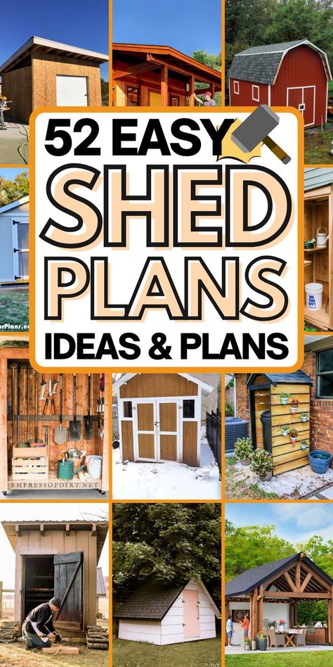 52 easy shed plans ideas and plans Storage Shed Plans 8x10, Diy Sheds Ideas Backyard, Garden Workshop Ideas, Building A Shed Cheap Diy, Shed Blueprints Free, How To Build A Shed, Shed Plans 10x12 Free, Build A Shed Diy, Diy Shed Cheap Easy