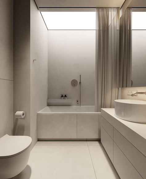 Modern Minimal Interior Design, Minimal Bathroom Design, Small Bathroom With Tub, Modern Minimal Interior, Minimalist Toilets, Small Bathroom Remodel Designs, Minimal Bathroom, Studio Interior Design, Tub Doors