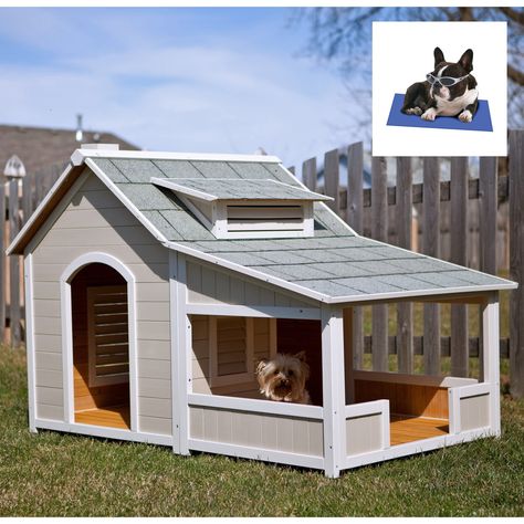 Precision Outback Savannah Dog House with Porch with Cooling Bed Item#: PPP200  Our Price: $479.99 SAVE: $100.00 (17%)  List Price : $579.99 Dog House With Porch, Wood Dog House, Wooden Dog House, Dog House Plans, Cool Dog Houses, Dog House Diy, House With Porch, Outdoor Dog, Home Alone