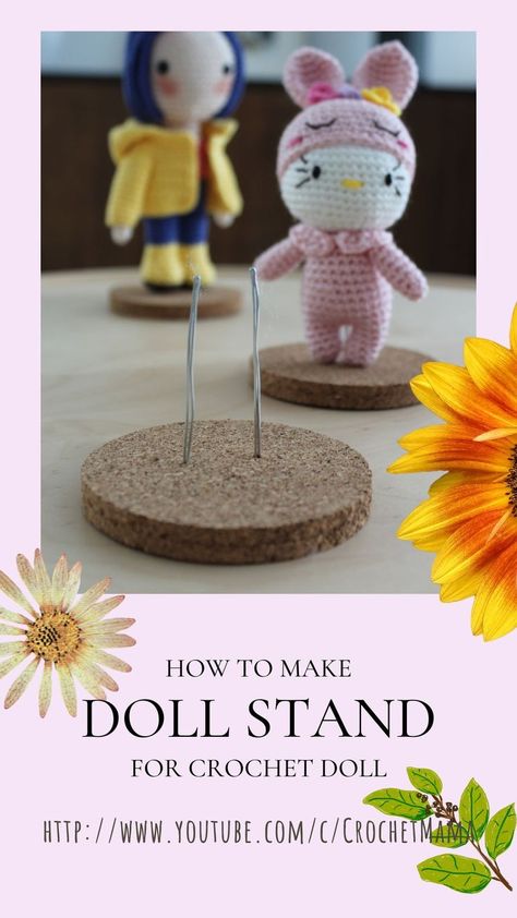 How to make doll stand for crochet doll How To Make Doll, Make Doll, Craft Show Displays, Doll Display, Craft Markets, Doll Stands, Doll Making, Amigurumi Doll, Wooden Diy