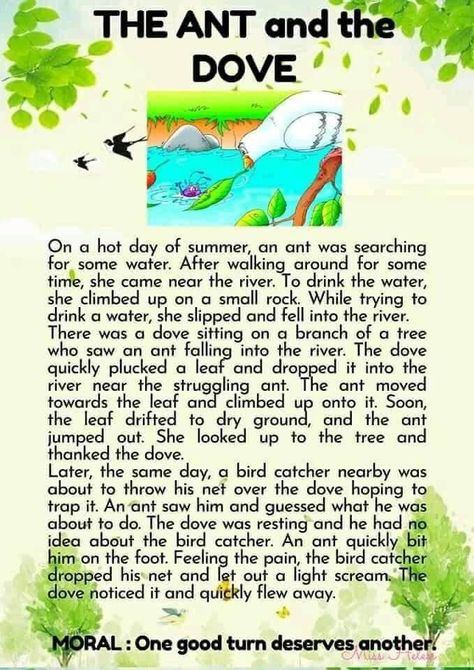 33 Best Tagalog Stories Images 95A The Ant And The Dove, Moral Short Stories, Small Stories For Kids, English Story Books, English Poems For Kids, Stories With Moral Lessons, English Moral Stories, Reading Comprehension For Kids, Short Moral Stories