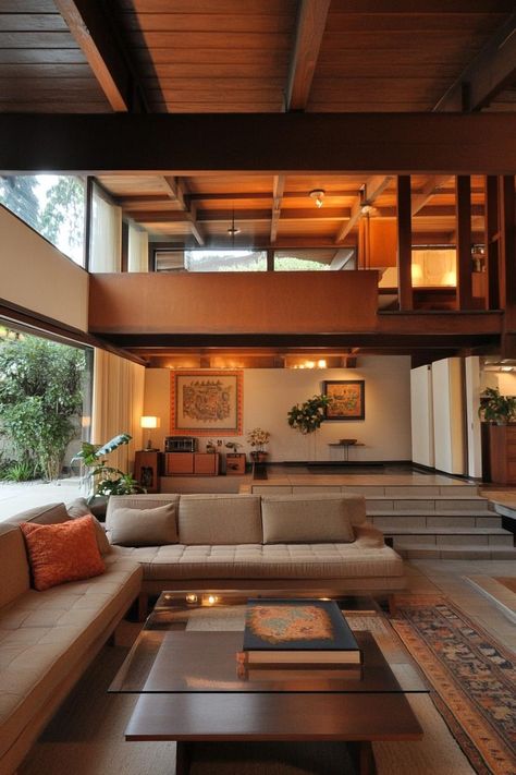 Mid century modern zen style home in earthy tones. Check out these modern zen-style houses that infuse the home with peaceful and serene living. Mid Century Zen, Minimal House Design Interior Minimalism, Minimal House Design Interior, Desert Casita, Earthy Modern Home, Mid Century Modern Houses, Mid Century House Exterior, Cozy Minimalist Living Room, Zen House Design