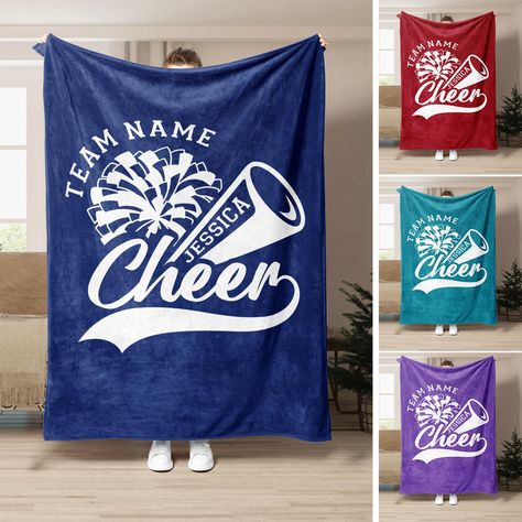 PRICES MAY VARY. Custom Cheer Spirit: Personalize your cheerleading blanket with a name and number, creating a unique keepsake that celebrates your cheerleader’s spirit and dedication. Soft and Cozy Options: Choose between our ultra-soft fleece or luxurious sherpa fabric, both designed to provide warmth and comfort during cold practices or relaxing at home. Perfect Gift for Cheerleaders: Whether it’s for a birthday, competition, or just to show support, this blanket makes a thoughtful and memora Cheer Blanket Ideas, Cheer Blankets, Cheer Coach Gifts, Cheer Pom Poms, Tv Sofa, Cheerleading Team, Cheerleading Gifts, Cheer Coaches, Cheer Gifts