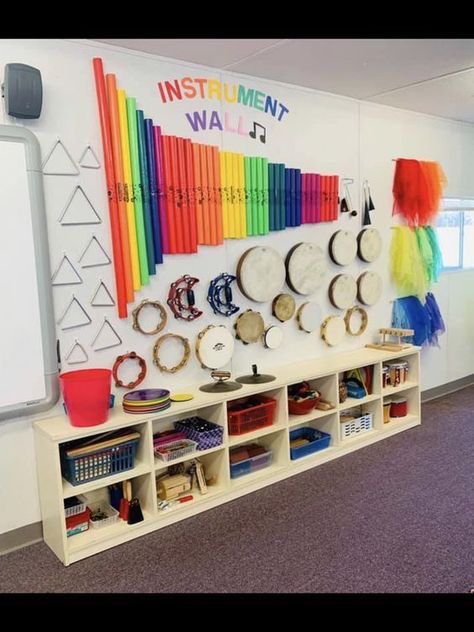 Kindergarten Music Room Design, Music Room Kindergarten, Elementary School Music Room Design, School Music Room Decor Ideas, Music In The Classroom, Performing Arts Classroom, Music Displays Classroom, Music Bulletin Boards Preschool, Primary School Music Room Design