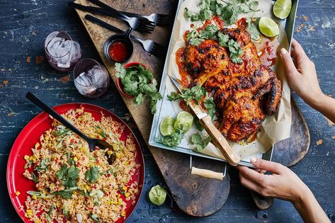 Portuguese Chicken With Fried Rice Recipe Recipe | Better Homes and Gardens Chicken Piri Piri, Chicken With Fried Rice, Recipes With Rice, Portuguese Chicken, Piri Piri Chicken, Peri Chicken, Baked Chicken Drumsticks, Peri Peri Chicken, Soy Chicken