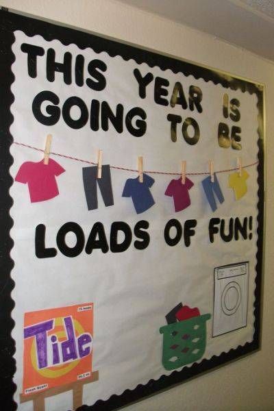 The best back to school bulletin board ideas to dress up the school this year. These back to school bulletin board ideas will get kids excited. #bulletinboard #school #backtoschool #teacher #ideas #inspiration #ideas Clothes Line Bulletin Board Ideas, Laundry Bulletin Board Ideas, Laundry Bulletin Board, Creative Curriculum Beginning The Year, Preschool Clothes, Unique Bulletin Board Ideas, Resident Assistant Bulletin Boards, School Bulletin Board Ideas, Clothes Study