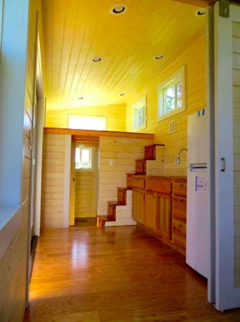 The Home Run by Brevard Tiny House Tiny House Company, Tiny House Stairs, Small Tiny House, Tiny House Interior Design, Tiny House Nation, House Layout, Sleeping Loft, Mobil Home, Tiny Cabin