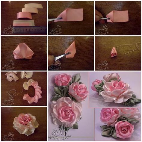 DIY Pretty Satin Ribbon Rose--> http://wonderfuldiy.com/wonderful-diy-pretty-satin-ribbon-rose/ Tutorial Sulaman Pita, Kerajinan Diy, Satin Ribbon Roses, Ribbon Rosettes, Ribbon Embroidery Tutorial, Satin Ribbon Flowers, Fabric Flower Tutorial, Seni Origami, Ribbon Art