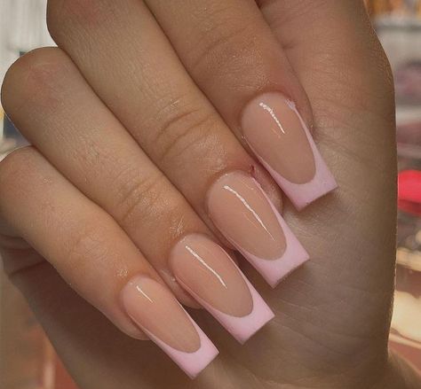 Light Pink Acrylic French Tips, Square Tip Nails Long, Light Pink French Tips Coffin, Blush Pink French Tip Nails, Baby Pink Tip Nails, Pink French Acrylics, French Manicure Rose, Baby Pink Nails Coffin, Pink Square French Tip Nails