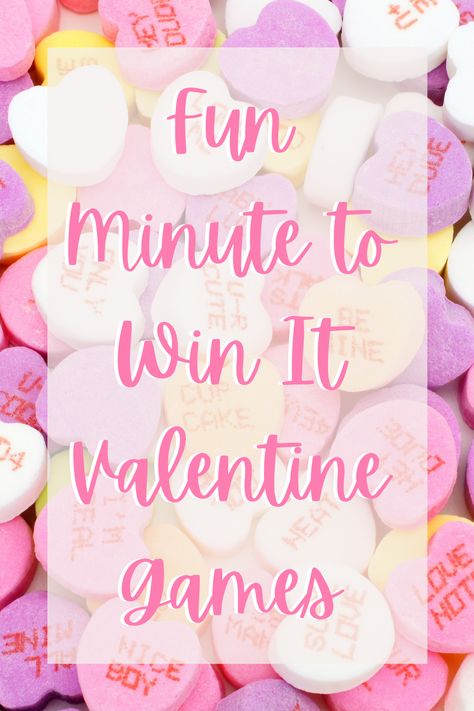 Fun Minute to Win It Valentine Games - Fun Party Pop Minute To Win It Valentine Games, Valentines Minute To Win It Games, Elementary Valentines Party, Valentine Class Party Games, Church Valentines Party, Valentines Games For Couples, Elementary Valentines, Church Valentines, Kids Valentine Party