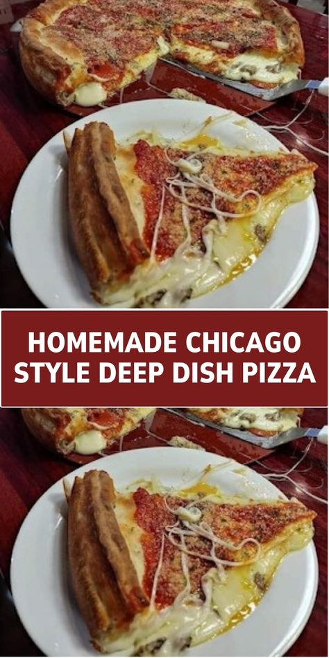 This recipe walks you through making the iconic deep-dish pizza, known for its thick, buttery crust, inverted layers of cheese, toppings, and a chunky tomato sauce. It's a filling and satisfying take on pizza. Deep Dish Pizza Chicago, Homemade Deep Dish Pizza, Chicago Deep Dish Pizza Recipe, Deep Dish Pizza Dough, Pizza Chicago, Chicago Style Deep Dish Pizza, Deep Dish Pizza Recipe, Chicago Deep Dish Pizza, Chicago Style Pizza