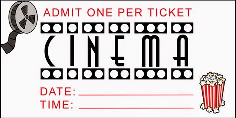 Movie Ticket Template Free Printables, Family Movie Night Printables, Template Tiket, Movie Night Printables, Ticket Invitation Template, Movie Ticket Template, Ticket Cinema, Movie Night Tickets, Movie Ticket Invitations