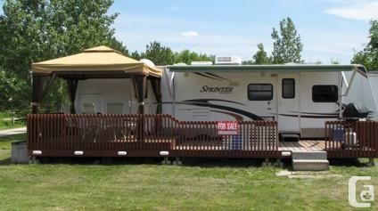 I like the gazebo on the deck Camper Deck With Gazebo, Camper Port, Seasonal Campsite Ideas, Rv Decks, Seasonal Campsite, Camper Deck, Porch For Camper, Rv Deck, Campsite Decorating