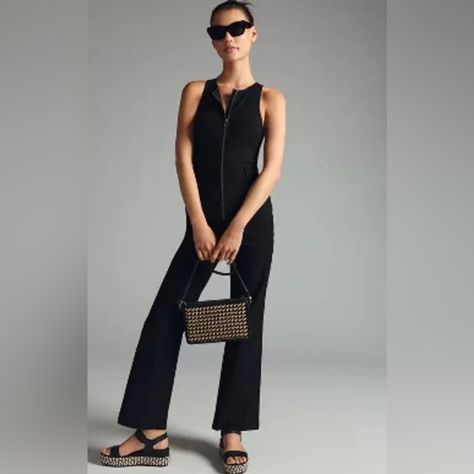 Anthropologie Maeve The Naomi Workwear Black Tapered Flare Jumpsuit Size 8 Nwt. This Jumpsuit Is So Cute And Perfect For Day Or Night. The Fabric Is Light And Stretchy. Perfect For Workweek Ensembles And Happy Hour Alike, The Naomi Jumpsuit Charms With One-And-Done Styling, Tapered Flare, And Best Of All, Roomy Pockets. It Has Adjustable Button Straps With One Extra Button Included. The Silver Zipper Down The Front Adds An Edgy Touch And It Tapers In The Waist And Has The Perfect Flare In The Le Workwear Jumpsuit, Seeing Is Believing, Flare Jumpsuit, Warrior Queen, Wide Leg Jumpsuit, Black Jumpsuit, Rompers Women, Black Fits, Nice Tops