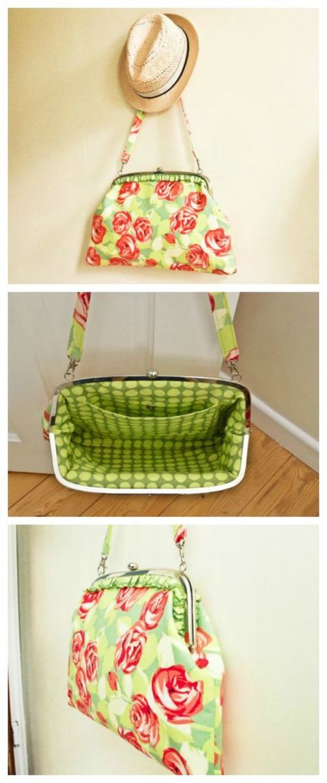 Free sewing pattern for the Betty Handbag. I love using purse frames, and this large one is perfect for making a really nice purse. My teen niece has asked for one too in a 'more trendy' fabrics for an evening bag. Needlepoint Purse, Diy Purses, Big N, Bag Tutorials, Purse Sewing Patterns, Purse Tutorial, Free Sewing Pattern, Frame Purse, Modern Bag