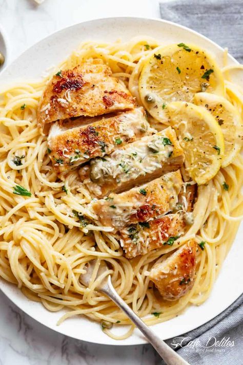 Creamy Lemon Parmesan Chicken, Lemon Parmesan Chicken, Piccata Recipe, Chicken Piccata Recipe, Creamy Chicken Recipes, Creamy Recipes, Parmesan Chicken, Chicken Piccata, Alfredo Sauce